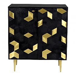 MOE'S HOME COLLECTION BZ-1121-02 SAPPORO 35 INCH CABINET - BLACK AND BRASS