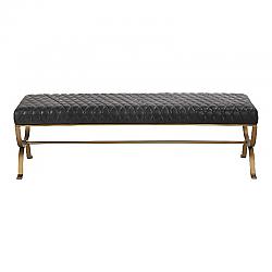 MOE'S HOME COLLECTION PK-1109-02 TEATRO 58 1/2 INCH BENCH - ONYX BLACK LEATHER