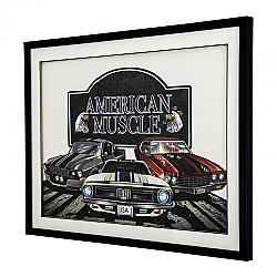 YOSEMITE 3220023 AMERICAN MUSCLE - 3D COLLAGE, 40 INCH W X 30 INCH H WALL ART, FRAMED