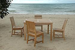 ANDERSON TEAK SET-106B WINDSOR RIALTO 5 PIECES SIDE CHAIR DINING TABLE SET