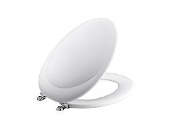 KOHLER K-4615-CP-0 14 1/4 INCH ELONGATED TOILET SEAT WITH POLISHED CHROME HINGES - WHITE