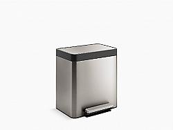 KOHLER K-20942-ST 16 7/8 INCH 8-GALLON COMPACT STAINLESS STEEL STEP CAN - STAINLESS STEEL