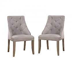 FURNITURE OF AMERICA IDF-3020SC SIA 22 1/2 INCH CONTEMPORARY TUFTED SIDE CHAIR, SET OF TWO - LIGHT GRAY AND SILVER