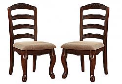 FURNITURE OF AMERICA IDF-3109SC-DK 20 1/2 INCH TOWNS COTTAGE PADDED SIDE CHAIR, SET OF TWO - DARK WALNUT
