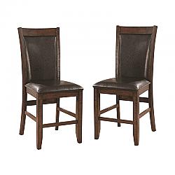 FURNITURE OF AMERICA IDF-3152PC GEO 20 1/2 INCH TRANSITIONAL PADDED COUNTER HEIGHT CHAIR, SET OF TWO - BROWN CHERRY