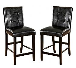 FURNITURE OF AMERICA IDF-3188BK-PC GERIA 18 3/4 INCH CONTEMPORARY UPHOLSTERED COUNTER HEIGHT CHAIR, SET OF TWO - BLACK