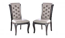 FURNITURE OF AMERICA IDF-3219GY-SC POLARA 22 INCH TRADITIONAL TUFTED SIDE CHAIR, SET OF TWO - GREY