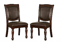 FURNITURE OF AMERICA IDF-3350SC NOELA 21 INCH TRANSITIONAL UPHOLSTERED SIDE CHAIR, SET OF TWO - BROWN CHERRY