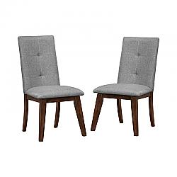 FURNITURE OF AMERICA IDF-3354GY-SC HALENA 20 INCH MID-CENTURY MODERN TUFTED BACK SIDE CHAIR, SET OF TWO - GRAY