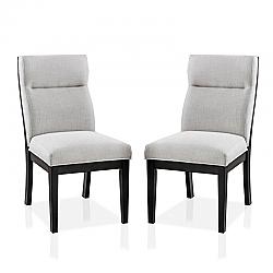 FURNITURE OF AMERICA IDF-3393SC HAZMINA 20 1/2 INCH CONTEMPORARY UPHOLSTERED SIDE CHAIR, SET OF TWO - BLACK AND BEIGE