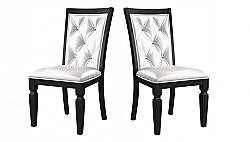 FURNITURE OF AMERICA IDF-3452BK-SC MORGEN 20 1/8 INCH CONTEMPORARY TUFTED SIDE CHAIR, SET OF TWO - BLACK AND SILVER