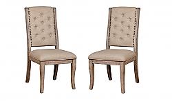 FURNITURE OF AMERICA IDF-3577SC VENNA 20 INCH RUSTIC BUTTON TUFTED SIDE CHAIR, SET OF TWO - NATURAL TONE
