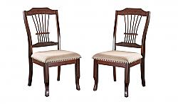 FURNITURE OF AMERICA IDF-3626SC GEMINI 20 INCH TRANSITIONAL PADDED SIDE CHAIR, SET OF TWO - BROWN CHERRY AND BEIGE