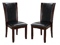 FURNITURE OF AMERICA IDF-3710SC ALOISE 19 3/4 INCH CONTEMPORARY FAUX LEATHER SIDE CHAIR, SET OF TWO - BROWN CHERRY