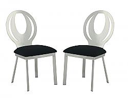 FURNITURE OF AMERICA IDF-3726SC MONDA 17 INCH CONTEMPORARY FABRIC PADDED SIDE CHAIR, SET OF TWO - SILVER AND BLACK