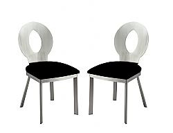 FURNITURE OF AMERICA IDF-3727SC MELIE 19 INCH CONTEMPORARY PADDED SIDE CHAIR, SET OF TWO - SILVER AND BLACK