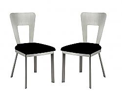 FURNITURE OF AMERICA IDF-3728SC TINO 18 1/4 INCH CONTEMPORARY PADDED SIDE CHAIR, SET OF TWO - SILVER AND BLACK