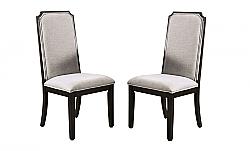 FURNITURE OF AMERICA IDF-3734SC JULIZA 20 1/4 INCH TRANSITIONAL FABRIC SIDE CHAIR, SET OF TWO - ESPRESSO AND GRAY