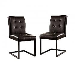 FURNITURE OF AMERICA IDF-3737SC CASCANNON 18 1/2 INCH RUSTIC TUFTED SIDE CHAIR, SET OF TWO - BROWN AND GUN METAL