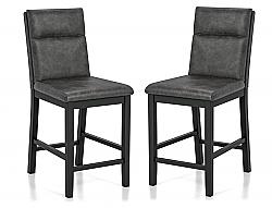 FURNITURE OF AMERICA IDF-3775PC EMBREE 18 1/2 INCH UPHOLSTERED COUNTER HEIGHT CHAIR, SET OF TWO - BLACK AND GRAY