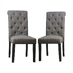 FURNITURE OF AMERICA IDF-3735-SC LORTON 18 1/2 INCH RUSTIC BUTTON TUFTED SIDE CHAIR, SET OF TWO