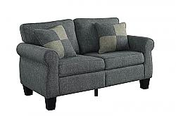 FURNITURE OF AMERICA IDF-6328GY-LV TRINO 58 INCH TRANSITIONAL UPHOLSTERED LOVESEAT - LIGHT GRAY AND DARK GRAY