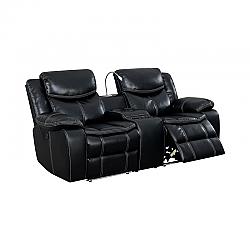 FURNITURE OF AMERICA IDF-6567-LV CASEY 76 INCH CONTEMPORARY LOVESEAT WITH LED - BLACK