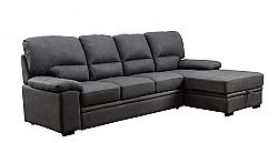 FURNITURE OF AMERICA IDF-6908BK-SEC ARMSTRONG 109 INCH CONTEMPORARY SLEEPER SECTIONAL - GRAPHITE