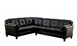FURNITURE OF AMERICA IDF-6268BK NOAH 104 INCH CONTEMPORARY FAUX LEATHER L-SHAPE SECTIONAL