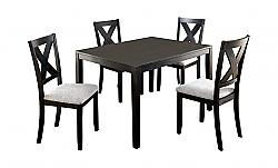 FURNITURE OF AMERICA IDF-3175T-5PK CAMERON TRANSITIONAL FIVE-PIECE SOLID WOOD DINING SET - BRUSHED BLACK