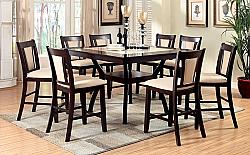 FURNITURE OF AMERICA IDF-3984PT-9PC RANKIN CONTEMPORARY NINE-PIECE WOOD COUNTER HEIGHT DINING SET - CHERRY