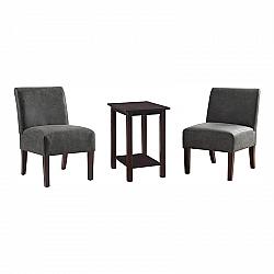 FURNITURE OF AMERICA IDF-AC6931LGY HEXWEL THREE-PIECE TABLE AND CHAIR SET - LIGHT GRAY