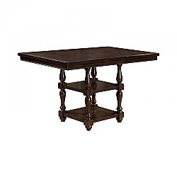 FURNITURE OF AMERICA IDF-3133PT ROSELYN 60 INCH COTTAGE 2-SHELF COUNTER HEIGHT TABLE - ANTIQUE CHERRY