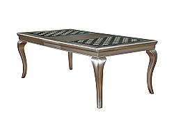 FURNITURE OF AMERICA IDF-3219T MORA 84 INCH CONTEMPORARY LEAF DINING TABLE - GRAY AND CHAMPAGNE