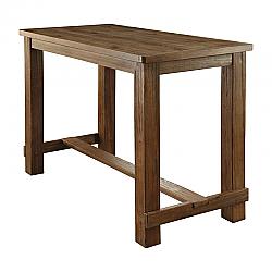 FURNITURE OF AMERICA IDF-3324BT LUBBERS 60 INCH RUSTIC TRESTLE BASE BAR HEIGHT TABLE - NATURAL TONE
