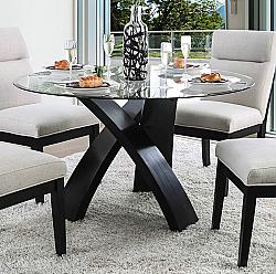 FURNITURE OF AMERICA IDF-3393RT HAZMINA 52 INCH CONTEMPORARY GLASS TOP DINING TABLE - BLACK