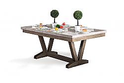 FURNITURE OF AMERICA IDF-3429T JUSTEEN 72 INCH RUSTIC FAUX MARBLE TOP DINING TABLE - NATURAL