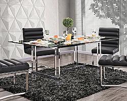 FURNITURE OF AMERICA IDF-3654T CAYDENCE 72 INCH CONTEMPORARY GLASS TOP DINING TABLE - CHROME