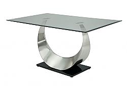 FURNITURE OF AMERICA IDF-3726T SHEENA 60 INCH CONTEMPORARY GLASS TOP DINING TABLE - SILVER AND BLACK