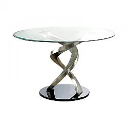 FURNITURE OF AMERICA IDF-3729T DRUMOND 48 INCH CONTEMPORARY STAINLESS STEEL DINING TABLE - SILVER