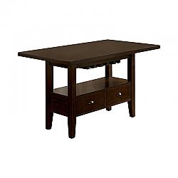 FURNITURE OF AMERICA IDF-3730PT RICHE 60 INCH TRANSITIONAL 2-DRAWER COUNTER HEIGHT TABLE - BROWN AND CHERRY