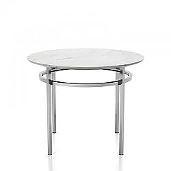 FURNITURE OF AMERICA IDF-3797RT CLAY 39 INCH ROUND DINING TABLE - WHITE AND CHROME