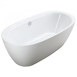 VANITY ART VA6833 66 7/8 INCH FREESTANDING ACRYLIC SOAKING BATHTUB WITH ROUND OVERFLOW AND POP-UP DRAIN - WHITE