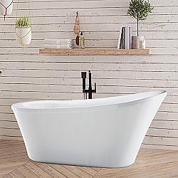 VANITY ART VA6839 70 1/8 INCH FREESTANDING ACRYLIC SOAKING BATHTUB WITH ROUND OVERFLOW AND POP-UP DRAIN - WHITE