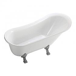 VANITY ART VA6310-L 68 7/8 INCH FREESTANDING ACRYLIC CLAWFOOT BATHTUB WITH POLISHED CHROME POP-UP DRAIN - WHITE