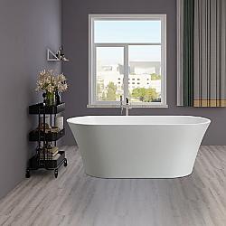 VANITY ART VA6809 62 1/4 INCH FREESTANDING ACRYLIC SOAKING BATHTUB WITH POP-UP DRAIN - WHITE