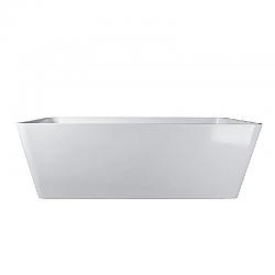 VANITY ART VA6814 59 1/8 INCH FREESTANDING WHITE ACRYLIC SOAKING BATHTUB WITH POLISHED CHROME SLOTTED OVERFLOW AND POP-UP DRAIN - WHITE