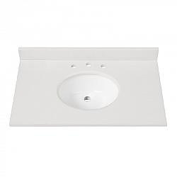 AVANITY EUT37WT 37 INCH ENGINEERED STONE TOP WITH SINGLE OVAL SINK CUTOUT - WHITE