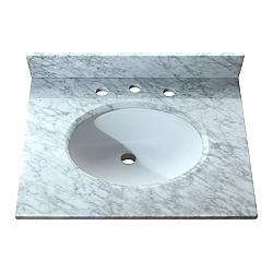 AVANITY SUT25CW 25 INCH STONE VANITY TOP WITH SINGLE OVAL SINK CUTOUT - NATURAL CARRERA WHITE MARBLE