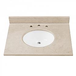 AVANITY SUT31CM 31 INCH STONE TOP WITH SINGLE OVAL SINK CUTOUT - CREMA MARFIL MARBLE